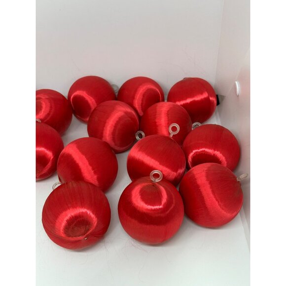 VTG Red Satin Christmas Ball Ornaments Lot Unbreakable 2" Retro Holiday Decor - Picture 5 of 10